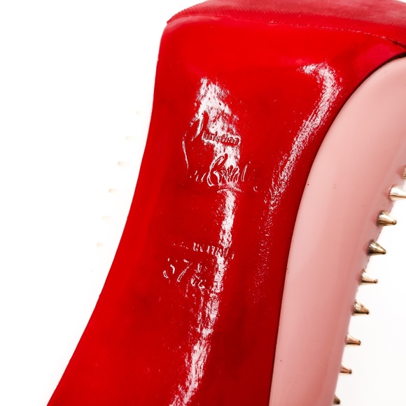 Christian Louboutin Pink Patent Leather Spike Anjalina 85 Pumps EU 37.5 - Picture 6 of 8